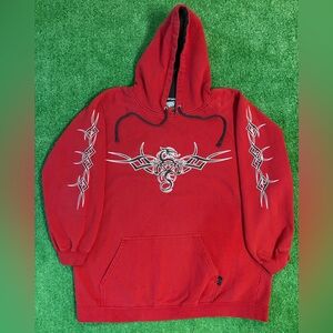 Y2K Top Heavy Dragon Tribal Red Hoodie